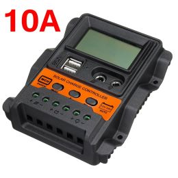 1pc Auto Solar Charge Controller PWM Controller LCD Display Dual USB 5V Solar Panel Battery Charger Regulator (Model: 10A)