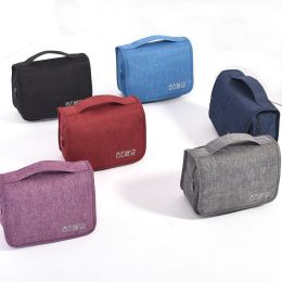 Travel Toiletry Bags Portable Cosmetic Organizer with Hanging Hook (Color: grey)