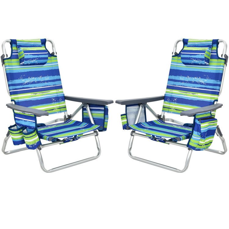 2 Pieces Folding Backpack Beach Chair with Pillow 2 Pieces Folding Backpack Beach Chair with Pillow