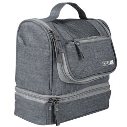 Travel Toiletry Bag Cosmetics Organizer Bag Hanging Wash Bag Waterproof Case w/ Handstrap (Color: grey)